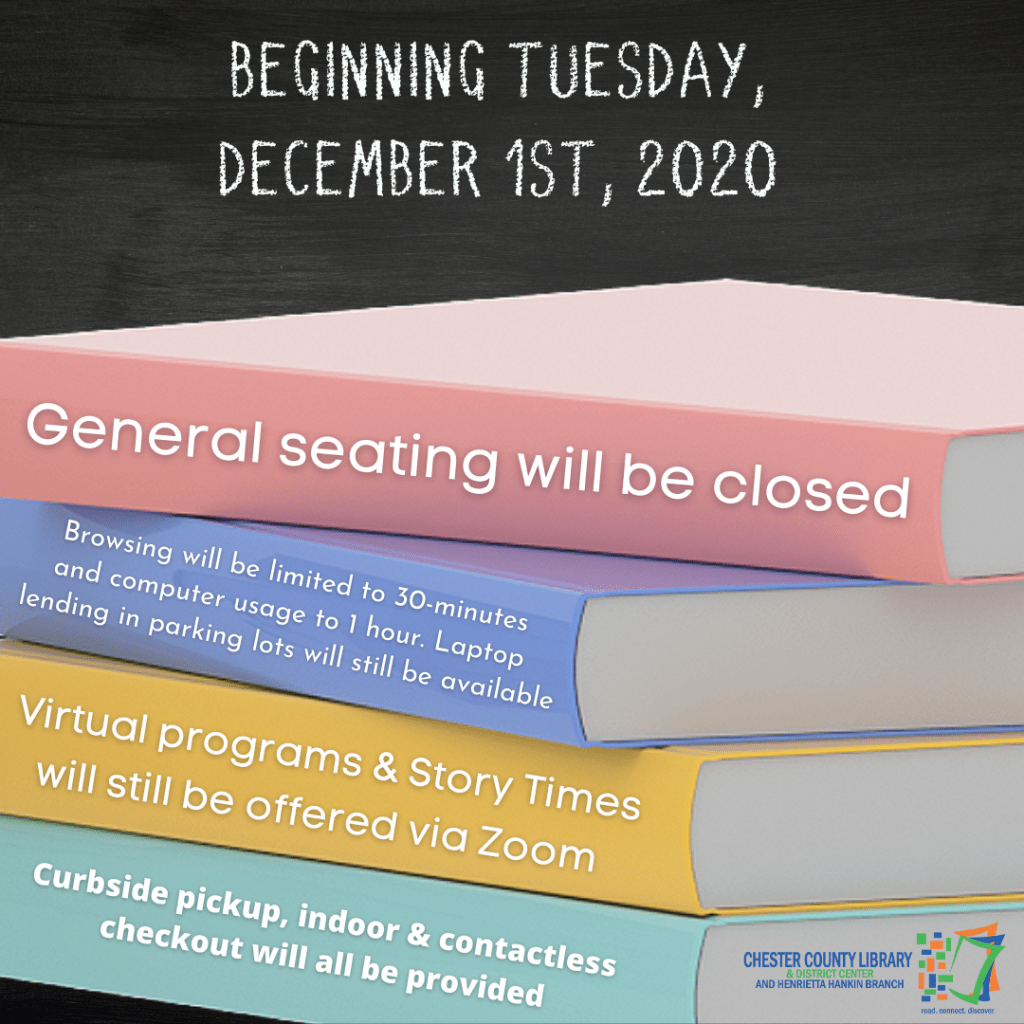 List of changes at the Chester County Library and Henrietta Hankin Branch Library effective December 1